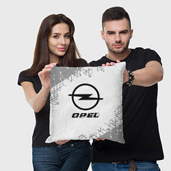Подушка квадратная Opel speed на светлом фоне со следами шин, цвет: 3D-принт — фото 2