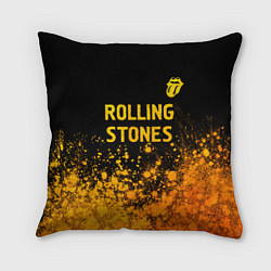 Подушка квадратная Rolling Stones - gold gradient: символ сверху, цвет: 3D-принт