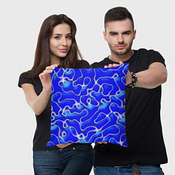 Подушка квадратная Синий волнистый рисунок, цвет: 3D-принт — фото 2