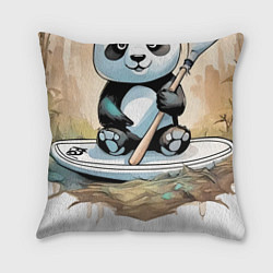 Подушка квадратная Панда сапсёрфер, цвет: 3D-принт