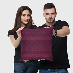 Подушка квадратная Полосатый бордовый, цвет: 3D-принт — фото 2