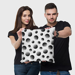 Подушка квадратная Черные полосатые шары на белом, цвет: 3D-принт — фото 2