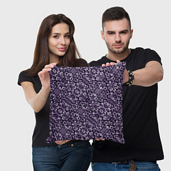 Подушка квадратная Фиолетовый паттерн узоры, цвет: 3D-принт — фото 2