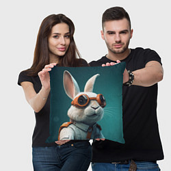 Подушка квадратная Белый кролик-космонавт, цвет: 3D-принт — фото 2