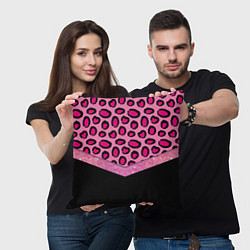 Подушка квадратная Розовый леопард и блестки принт, цвет: 3D-принт — фото 2