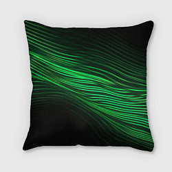 Подушка квадратная Green neon lines, цвет: 3D-принт