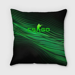 Подушка квадратная CSGO green lines logo, цвет: 3D-принт