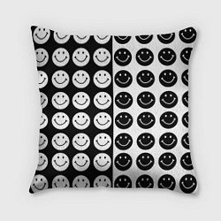 Подушка квадратная Smiley black and white, цвет: 3D-принт