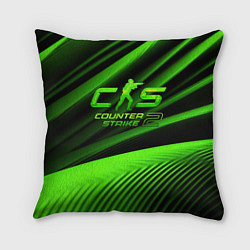 Подушка квадратная CS2 Counter strike green logo, цвет: 3D-принт
