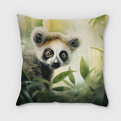 Подушка квадратная Лемур акварель