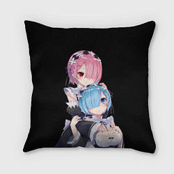 Подушка квадратная Re: zero - близняшки горничные, цвет: 3D-принт