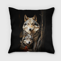 Подушка квадратная Волчица с волчонком, цвет: 3D-принт