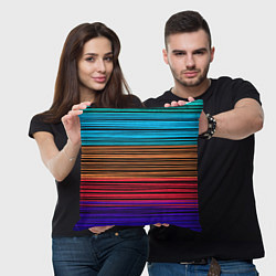 Подушка квадратная Разноцветные тонкие линии, цвет: 3D-принт — фото 2