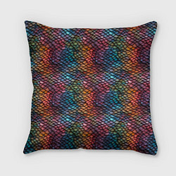 Подушка квадратная Разноцветная чешуя дракона, цвет: 3D-принт