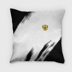 Подушка квадратная Russia sport черно белый, цвет: 3D-принт