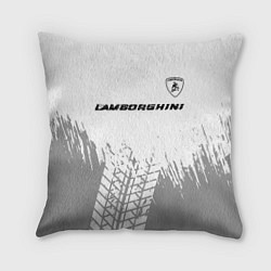 Подушка квадратная Lamborghini speed на светлом фоне со следами шин:, цвет: 3D-принт
