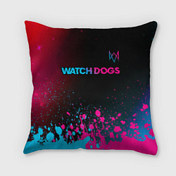 Подушка квадратная Watch Dogs - neon gradient: символ сверху, цвет: 3D-принт