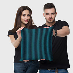 Подушка квадратная Текстурные полосы бирюзовый, цвет: 3D-принт — фото 2
