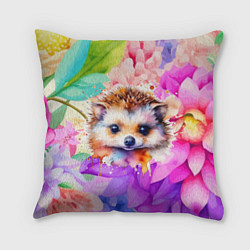 Подушка квадратная Ежик в цветах