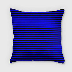 Подушка квадратная Ультрамариновый в чёрную полоску, цвет: 3D-принт
