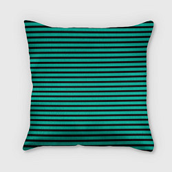 Подушка квадратная Зелёный в чёрную полоску, цвет: 3D-принт