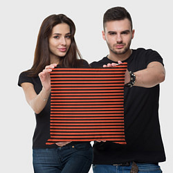 Подушка квадратная Полосатый красно-оранжевый и чёрный, цвет: 3D-принт — фото 2