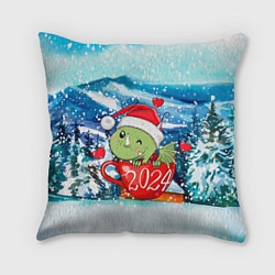 Подушка квадратная Милый дракончик в кружке, цвет: 3D-принт