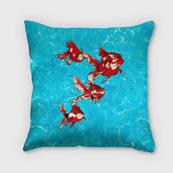 Подушка квадратная Красная рыбки, цвет: 3D-принт