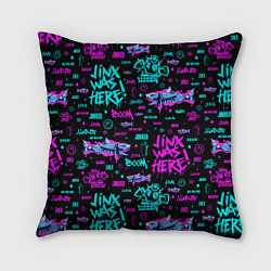 Подушка квадратная Jinx Arcane pattern neon, цвет: 3D-принт