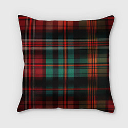 Подушка квадратная Красно-зелёная шотландская клетка, цвет: 3D-принт