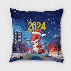 Подушка квадратная 2024 красный новогодний дракон