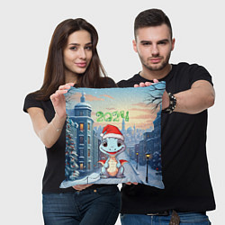 Подушка квадратная Праздничный дракон 2024, цвет: 3D-принт — фото 2