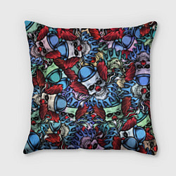Подушка квадратная Череп клоун паттерн, цвет: 3D-принт