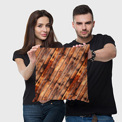Подушка квадратная Деревянная обшивка, цвет: 3D-принт — фото 2