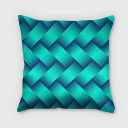 Подушка квадратная Бирюзовое переплетение, цвет: 3D-принт