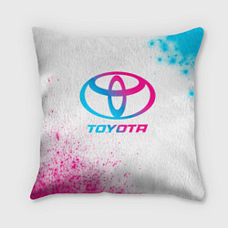 Подушка квадратная Toyota neon gradient style, цвет: 3D-принт