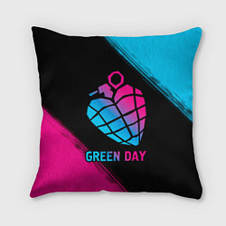 Подушка квадратная Green Day - neon gradient, цвет: 3D-принт