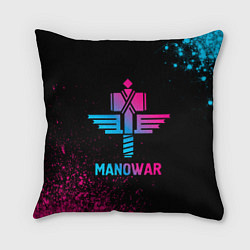 Подушка квадратная Manowar - neon gradient, цвет: 3D-принт