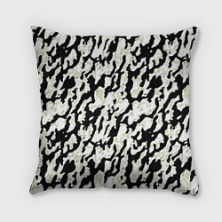 Подушка квадратная Размытый пятнистый чёрно-белый, цвет: 3D-принт