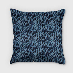 Подушка квадратная Размытый пятнистый синий, цвет: 3D-принт