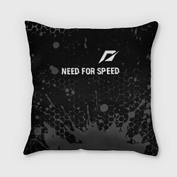 Подушка квадратная Need for Speed glitch на темном фоне посередине, цвет: 3D-принт