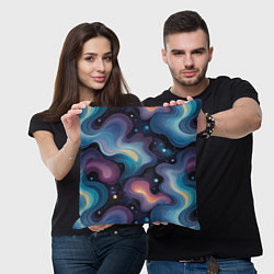 Подушка квадратная Космические волны и звездная пыль, цвет: 3D-принт — фото 2