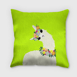 Подушка квадратная Летняя лама - альпака в венке