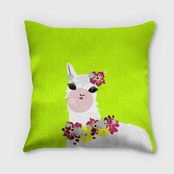 Подушка квадратная Лама - альпака в венке