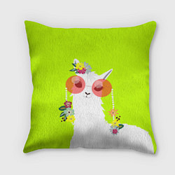 Подушка квадратная Лама - альпака в розовых очках