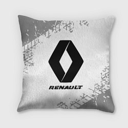 Подушка квадратная Renault speed на светлом фоне со следами шин, цвет: 3D-принт