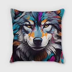 Подушка квадратная Волк в стиле Граффити, цвет: 3D-принт