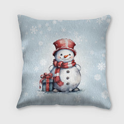 Подушка квадратная New Years cute snowman, цвет: 3D-принт