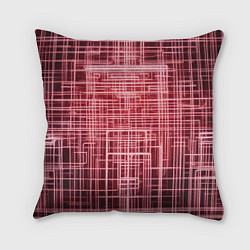 Подушка квадратная Красные неоновые полосы киберпанк, цвет: 3D-принт