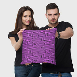 Подушка квадратная Лабиринт с иероглифами на сиреневом, цвет: 3D-принт — фото 2